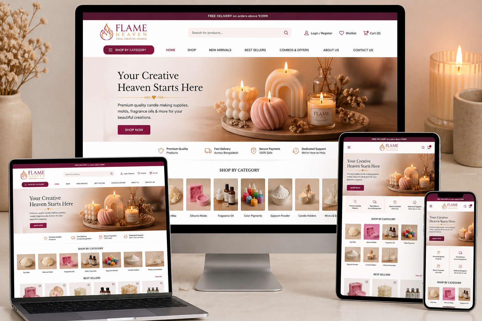 Flame Heaven – Ecommerce Candle Website