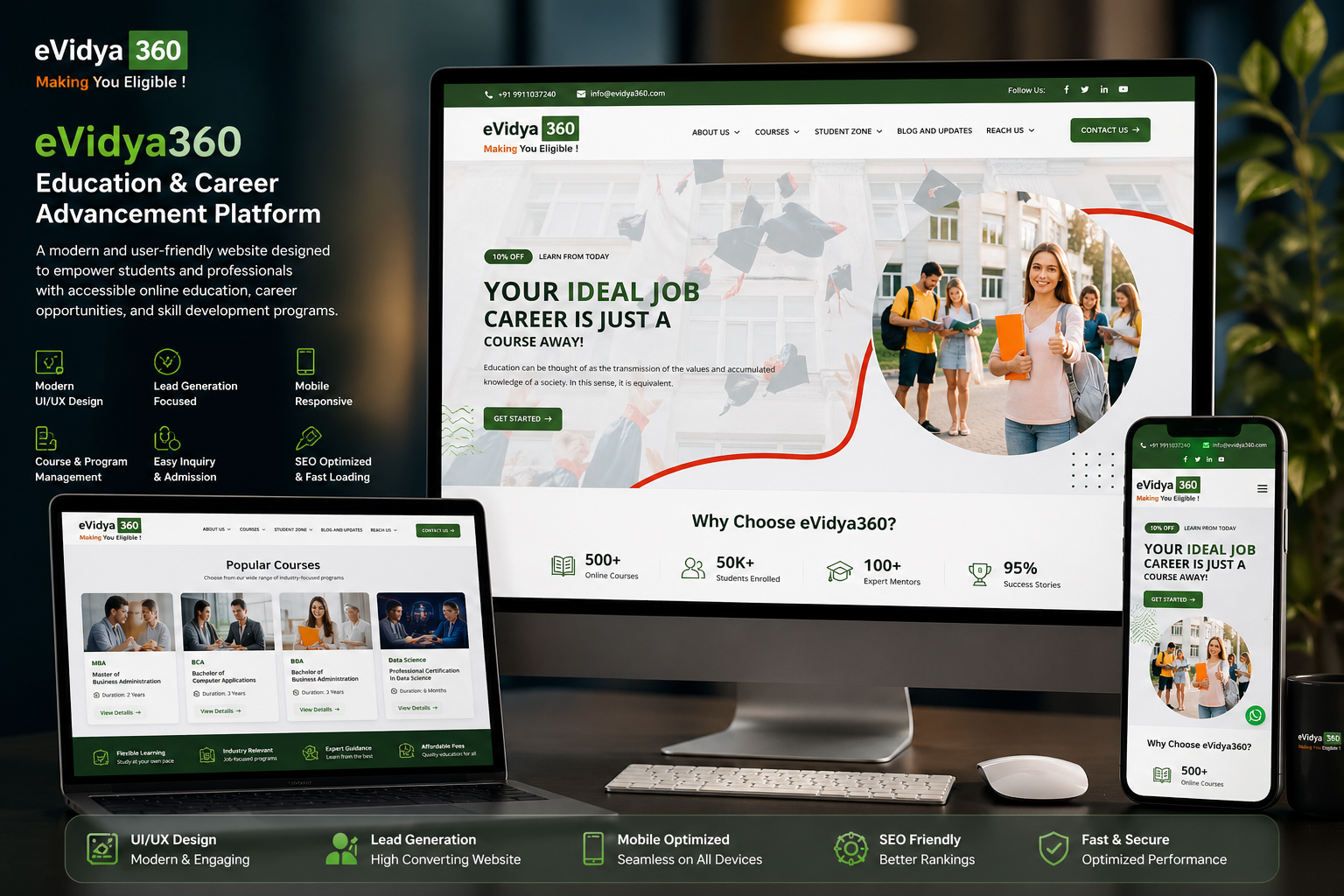 eVidya360 – Education Service Website